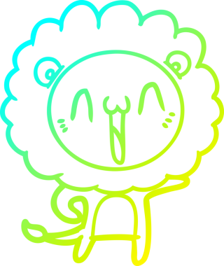 Bir insan tarafından çizilmiş mutlu çizgi film aslanı çizimi.