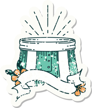 Bir insan tarafından çizilmiş dövme stili bir şortun eski etiketi.