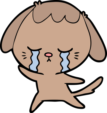 Bir insan tarafından çizilmiş ağlayan bir köpek.