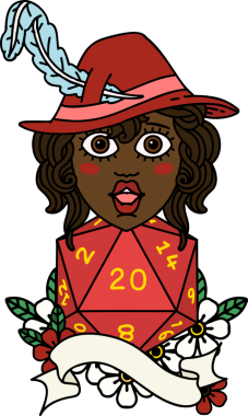 Bir insan tarafından çizilmiş 20 zarlı Retro Dövme Tarzı insan ozanı