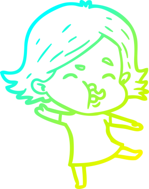 Bir insan tarafından çizilmiş bir karikatür kızı çizimi.