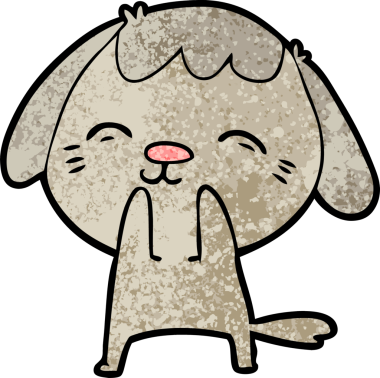 Bir insan tarafından çizilmiş mutlu çizgi film köpeği.