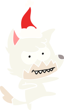 Bir insan tarafından çizilmiş Noel Baba şapkası giymiş, sırıtan bir tilkinin el çizimi.