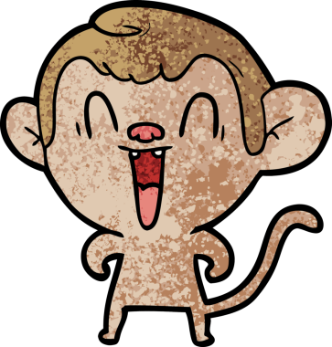 Bir insan tarafından çizilmiş gülen maymun çizgi filmi