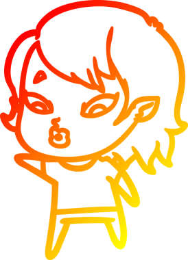 Bir insan tarafından çizilmiş sevimli bir vampir kız çizgi çizimi.