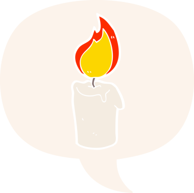 Konuşma baloncuklu çizgi film mumu bir insan tarafından çizilmiş.