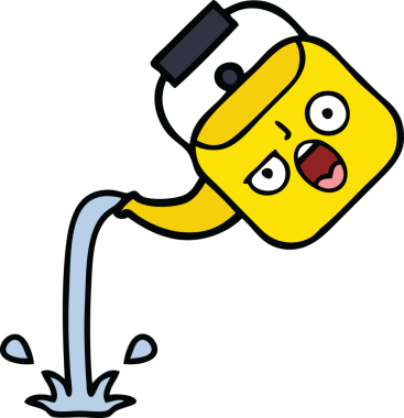 Bir insan tarafından çizilmiş tatlı bir çaydanlık karikatürü