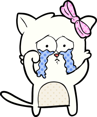 Bir insan tarafından çizilmiş çizgi film kedisi.