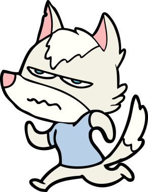 Bir insan tarafından çizilmiş rahatsız kurt çizgi filmi.