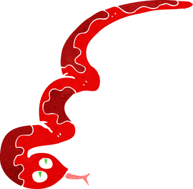 Bir insan tarafından çizilmiş tıslayan yılan çizgi filmi.