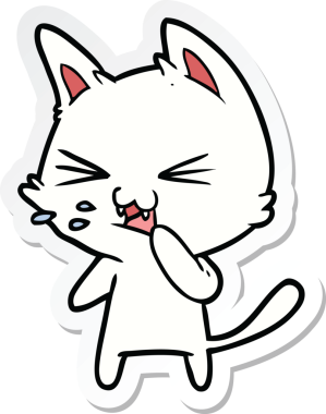 Bir insan tarafından çizilmiş çizgi film kedisinin çıkartması.