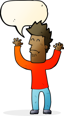 Bir insan tarafından çizilmiş konuşma balonlu bir adam.