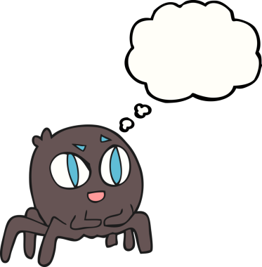 Bir insan tarafından çizilmiş serbest çizim balon karikatür örümceği.