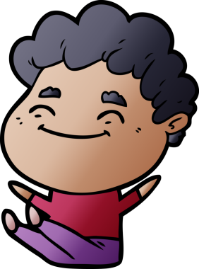 Bir insan tarafından çizilmiş çizgi film dostu bir adam.