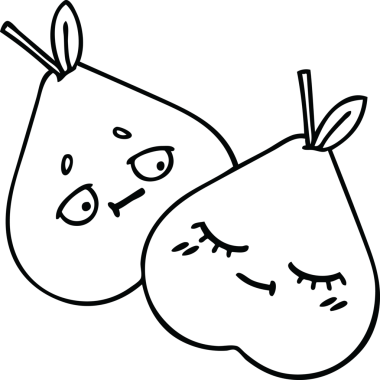 Bir insan tarafından çizilmiş armutların çizgi çizimi