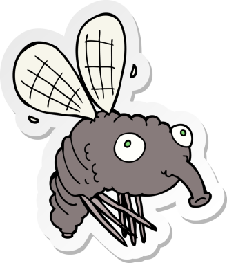 Bir insan tarafından çizilmiş bir sineğin çıkartması.