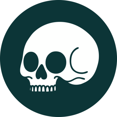 Bir insan tarafından çizilmiş bir kafatasının ikonik dövme şekli