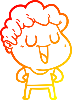 Bir insan tarafından çizilmiş gülen bir çizgi film karakterinin sıcak çizgi çizimi.