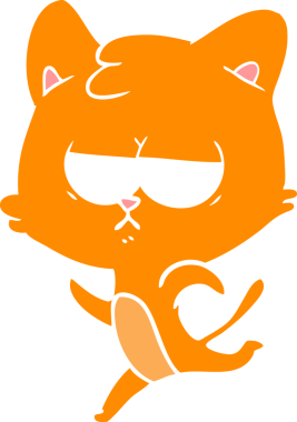 Sıkıcı düz renkli çizgi film kedisi bir insan tarafından çizildi