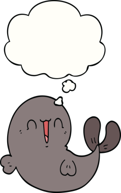 Bir insan tarafından çizilmiş düşünce baloncuklu şirin bir balina.