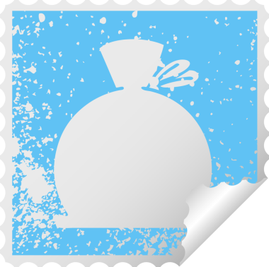 Bir insan tarafından çizilmiş bir çantanın kare soyma etiketi.