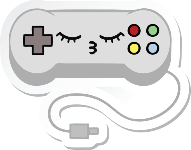 Bir insan tarafından çizilmiş şirin bir çizgi film oyun denetleyicisinin çıkartması