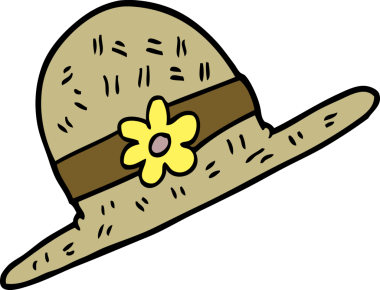 Bir insan tarafından çizilmiş karalama tarzı hasır şapka.