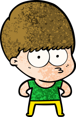 Bir insan tarafından çizilmiş tuhaf çizgi film çocuğu.