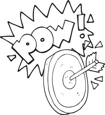 Bir insan tarafından çizilmiş siyah beyaz çizgi film oku.