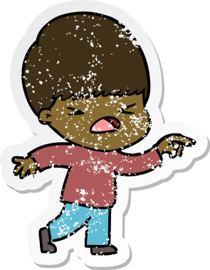 Bir insan tarafından çizilmiş stresli bir çizgi film çıkartması.