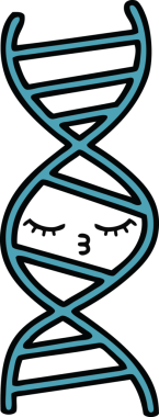 Bir insan tarafından çizilmiş DNA iplikçikli şirin bir çizgi film.