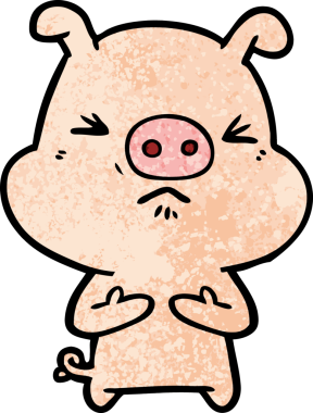 Bir insan tarafından çizilmiş kızgın domuz çizgi filmi.