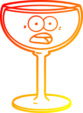 Bir insan tarafından çizilmiş bir bardak şarabın sıcak gradyan çizgisi