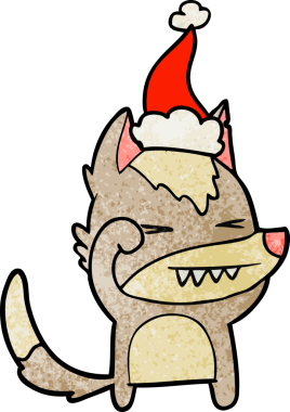 Yorgun kurt eli çizilmiş bir insan tarafından çizilmiş Noel Baba şapkası.