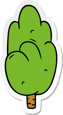 El çizimi karikatür karalaması bir insan tarafından çizilmiş tek yeşil ağaç