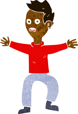 Bir insan tarafından çizilen panikleyen karikatür adamı.