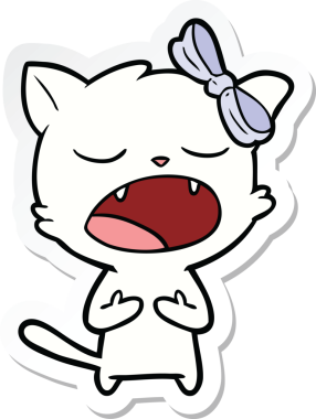 Bir insan tarafından miyavlanan çizgi film kedisinin çıkartması.