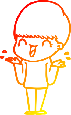 Bir insan tarafından çizilmiş mutlu çizgi film çocuğu çizimi.