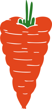 Bir insan tarafından çizilmiş düz renkli çizgi film havucu.