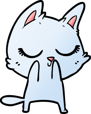 Bir insan tarafından çizilmiş sakin çizgi film kedisi.