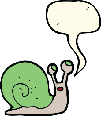 Bir insan tarafından çizilmiş düşünce balonlu çizgi film salyangozu.