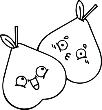 Bir insan tarafından çizilmiş yeşil bir armut çizimi.