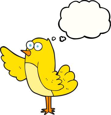 Bir insan tarafından çizilmiş serbest çizim balon karikatür kuşu.