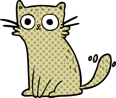 Bir insan tarafından çizilmiş çizgi film kedisi.