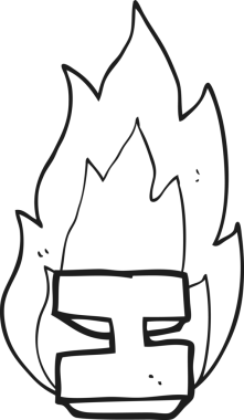 Bir insan tarafından çizdiğim siyah beyaz çizgi film alev alev yanan bir mektup.