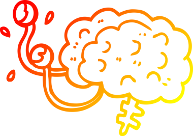 Bir insan tarafından çizilmiş karikatür canavar beyninin sıcak çizgi çizimi