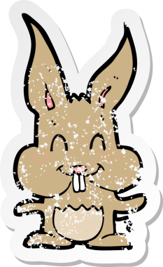 Bir insan tarafından çizilmiş karikatür tavşanın gerilmiş yapıştırması.