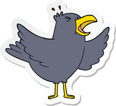 Bir insan tarafından çizilmiş, ciyaklayan bir kuşun çıkartması.