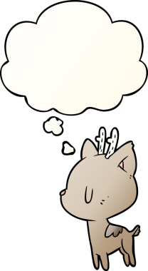 Düşünce baloncuğu olan karikatür geyiği, bir insan tarafından çizilmiş.