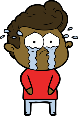 Bir insan tarafından çizilmiş ağlayan bir karikatür.